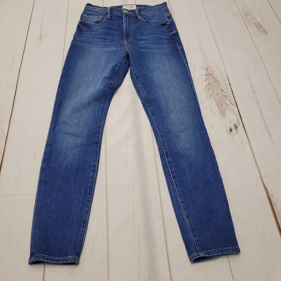 Frame Ali high rise Cigarette jeans Olympus blue ankle - Picture 1 of 11